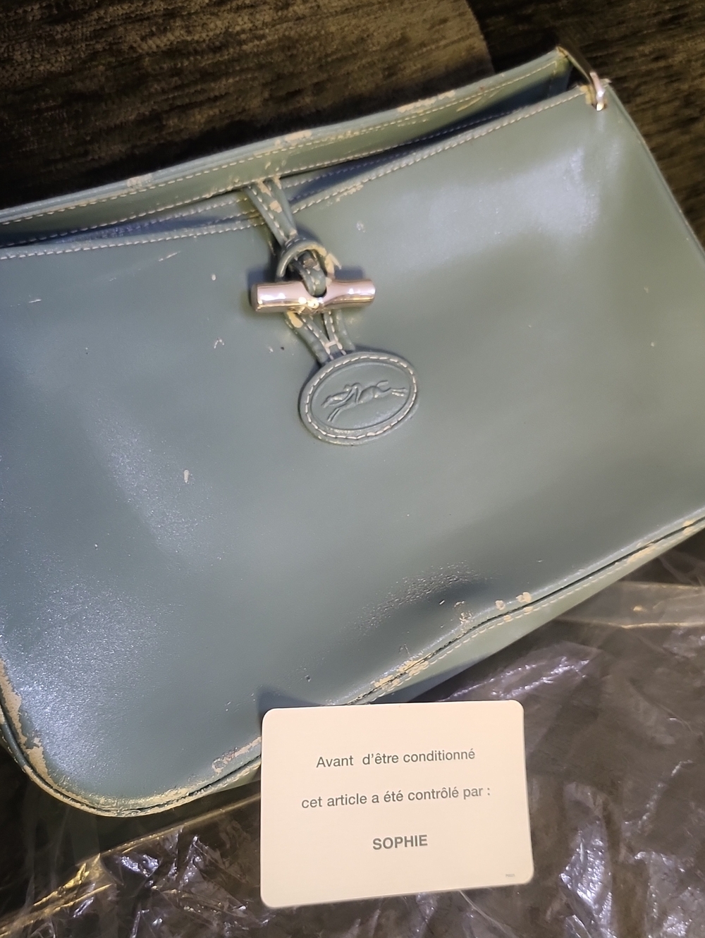 Longchamp RREHAB Light Blue Leather Shoulder Bag Peeling Throughout Exterior - Picture 13 of 13
